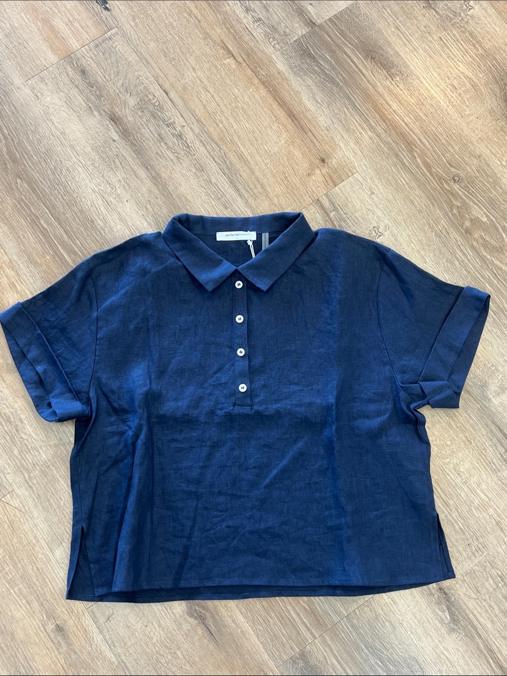 perfectwhitetee Navy Cropped Polo Shirt